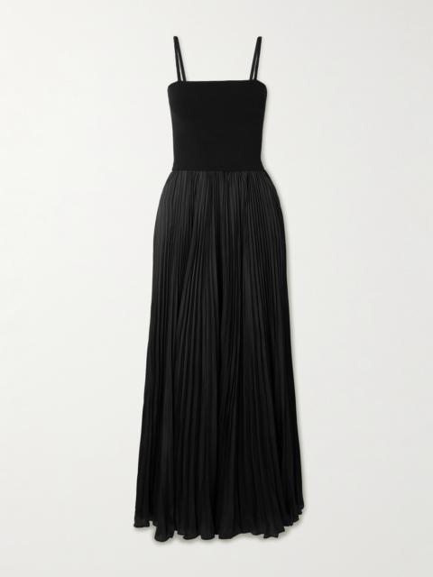 Estelle Convertible Stretch-knit And Pleated Satin Maxi Dress