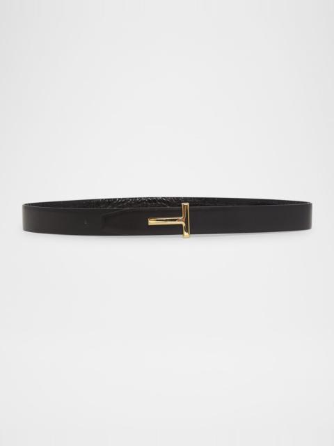 Reversible T-Logo Leather Belt