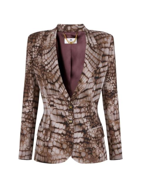 alligator-print single-breasted jacket