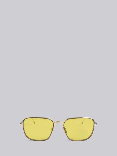 TB124 - Gold Navy And Amber Aviator Sunglasses