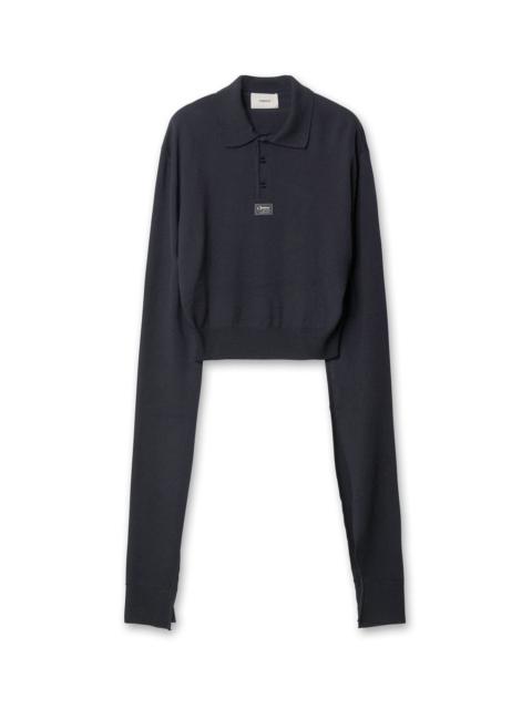 Knotted Sleeved Polo Top