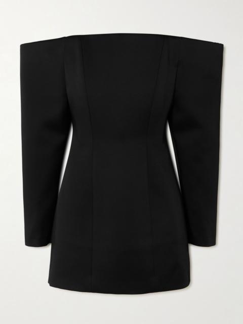 Off-the shoulder stretch-satin mini dress Black