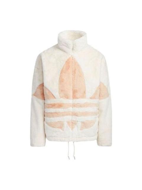 adidas originals Large Logo Stand Collar Sports Jacket Pink White HC0324