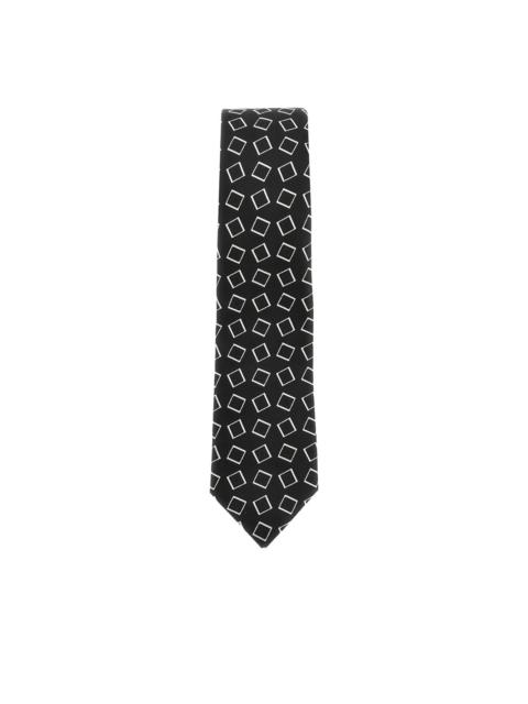 square-pattern silk tie