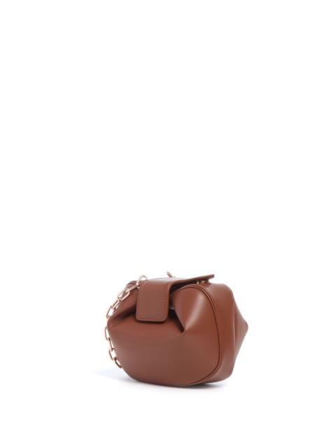 Soft Demi Clutch with Chain in Cognac Nappa Leather