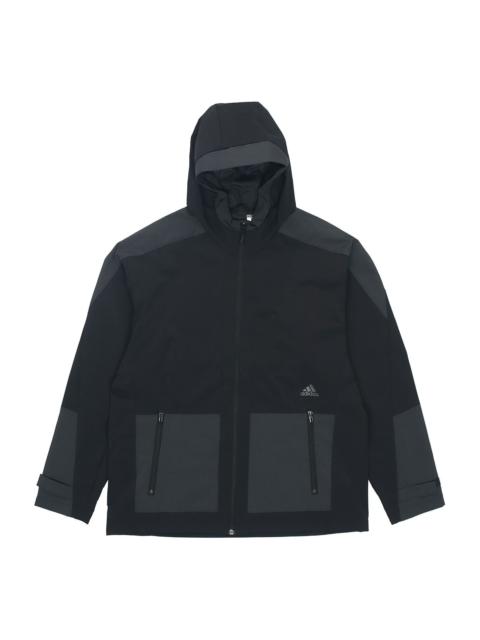 adidas Sports Training Woven Windproof hooded Logo Jacket Black H40220