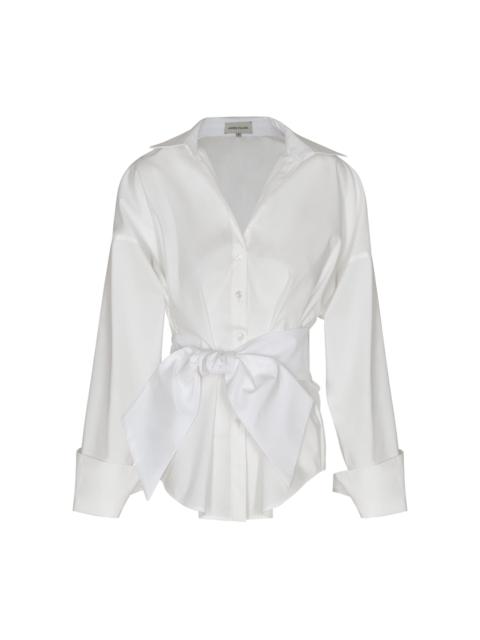 Ese Momento Bow-Detailed Cotton-Poplin Shirt off-white