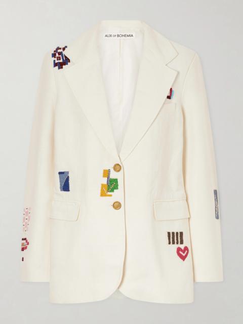 Afternoon Abstract Tile Bead-embellished Silk Blazer