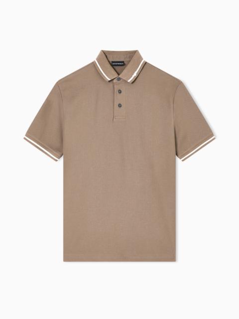 PIQUÉ POLO SHIRT WITH MICRO EAGLE EMBROIDERY AND TRIM