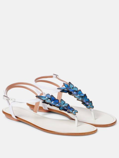 Papillon leather-trimmed canvas sandals