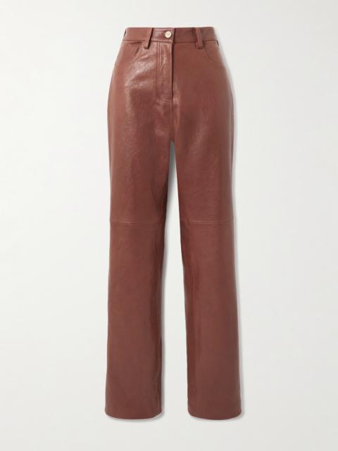 Leather Straight-leg Pants
