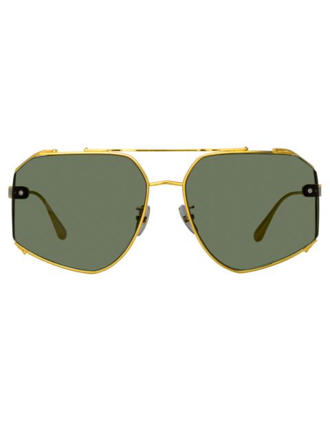 AMAR AVIATOR SUNGLASSES IN YELLOW GOLD
