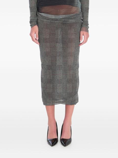 Body Shadow checked midi skirt