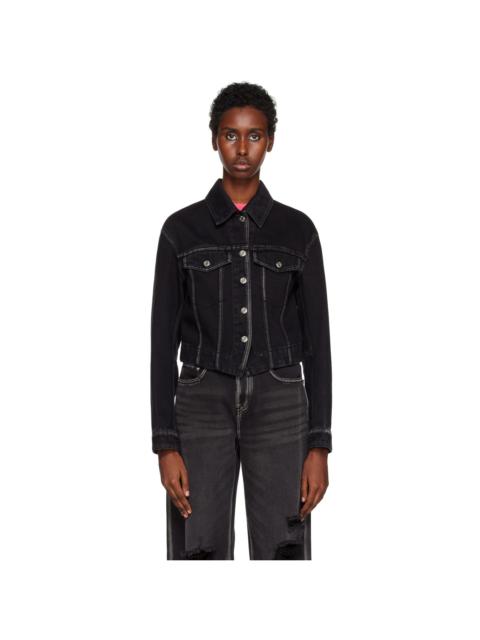 Black V-Line Denim Jacket