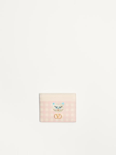 VLOGO SIGNATURE LE CHAT DE LA MAISON CARDHOLDER IN GRAINY CALFSKIN