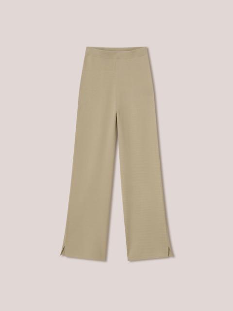 DOMINO - Compact viscose wide leg ankle split pants - Pebble