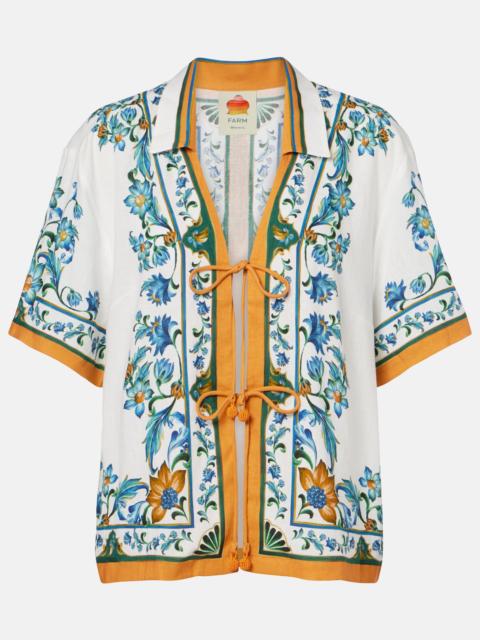 Flora Tile floral linen-blend shirt