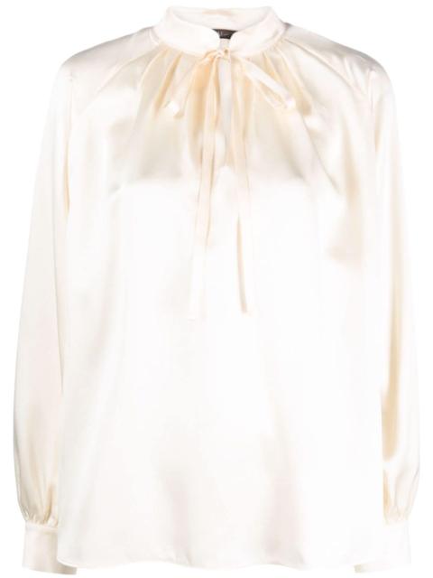 tie-fastening silk blouse