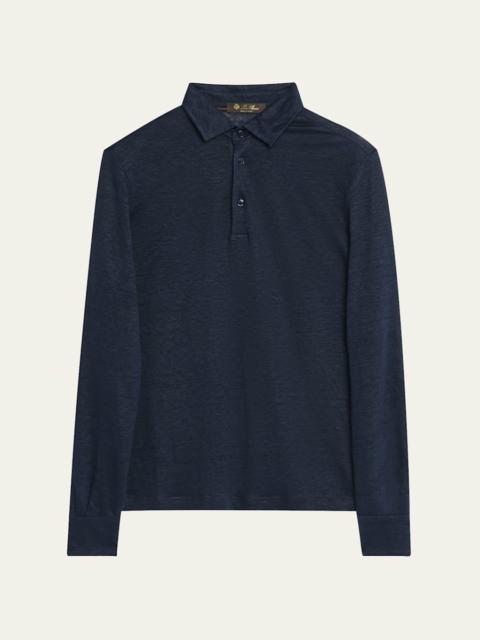 Men's Sam Linen Long-Sleeve Polo Shirt