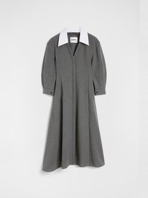 Wool Canvas V-Neck Dress