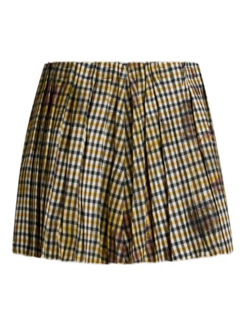 gingham pleated mini skirt