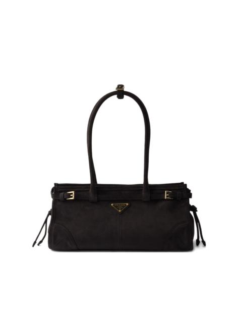 suede drawstring tote bag