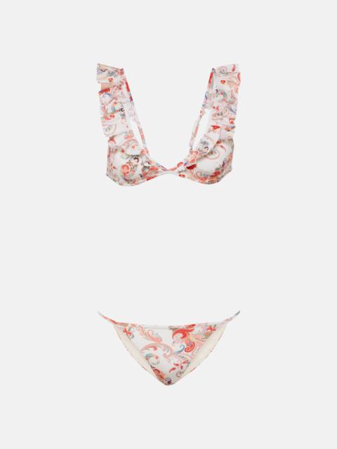 Paisley ruffled bikini