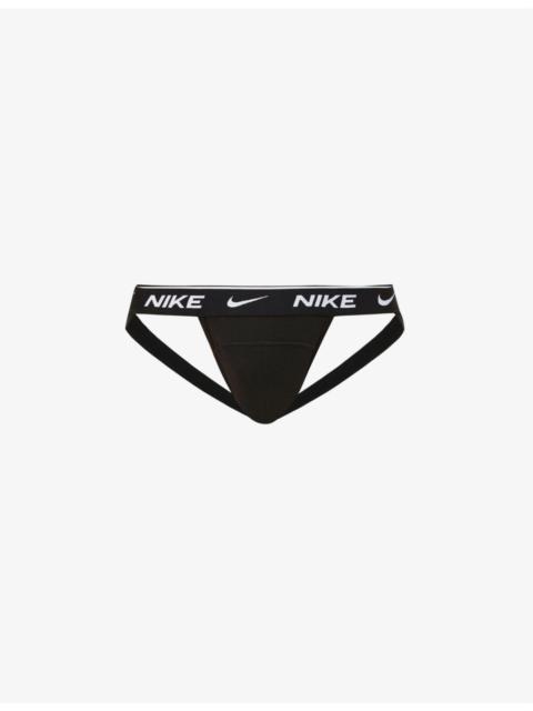 Logo-print stretch-cotton jockstraps pack of three