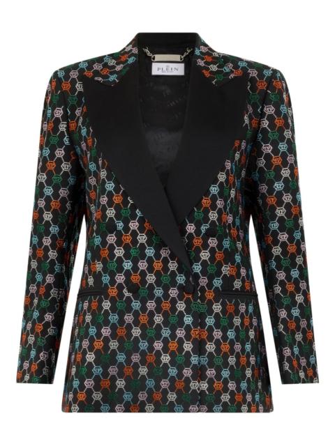 monogram-strass single-breasted blazer