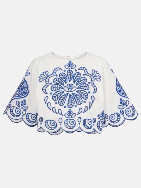 Embroidered cotton crop top