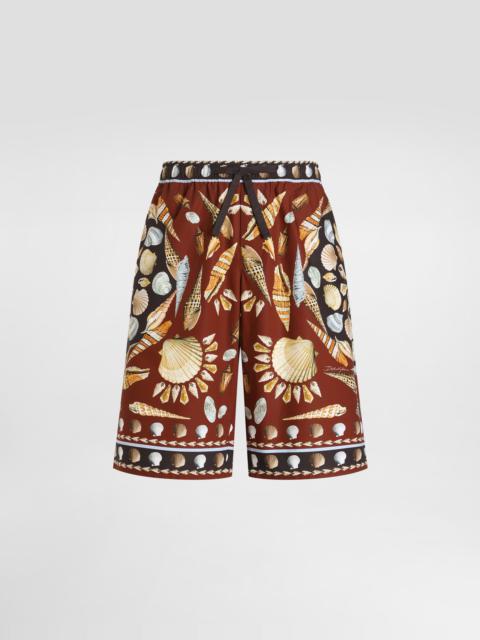 Shell-print poplin trousers