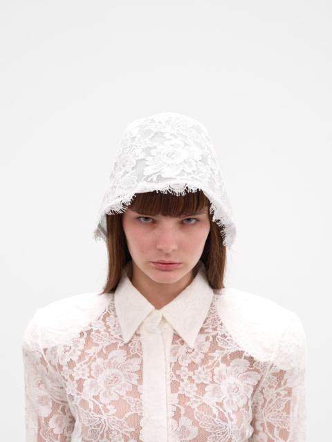 White Floral Lace Cloche Hat
