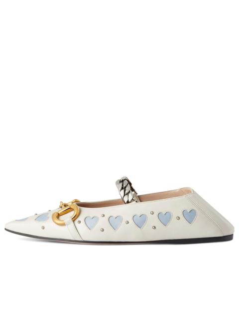 (WMNS) Gucci Lovelight flat with Horsebit 'White Blue' 713868-BKO60-9042