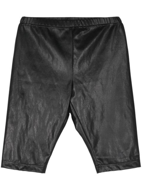 elasticated-waist faux-leather shorts