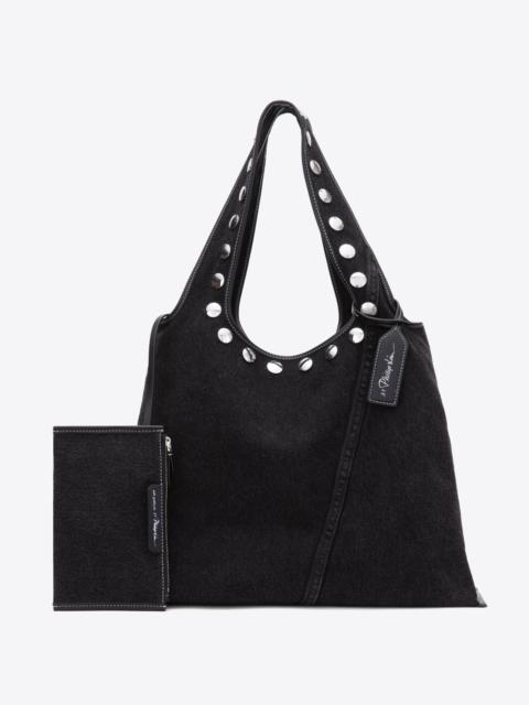 Denim Market Tote with Studs