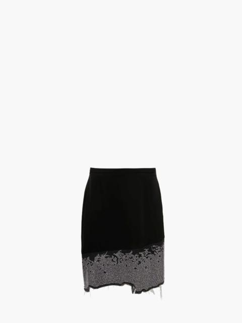 DISTRESSED GLITTER HEM SKIRT