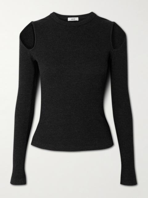 Pierce Cutout Ribbed Jersey T-shirt