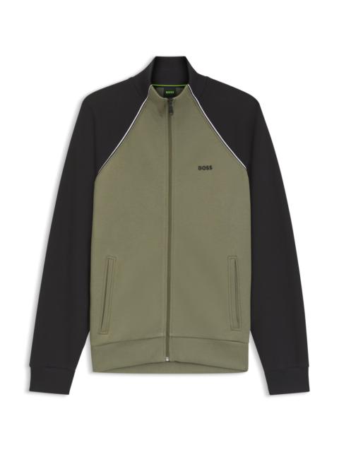 CONTRAST-PIPING SWEATSHIRT IN A COTTON BLEND