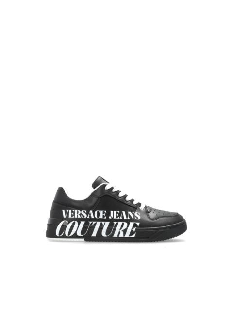 logo-print leather sneakers