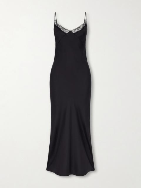 Barina Lace-trimmed Silk-twill Midi Dress