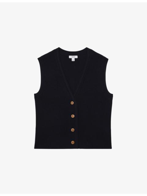 Ria Herringbone-Textured Knitted Waistcoat