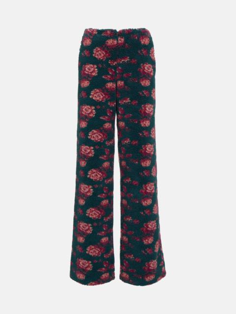 High-rise floral teddy straight pants