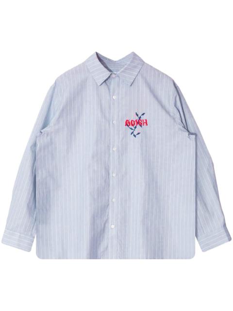 Nafnuf Logo Cotton Striped Shirt 'Light Blue'