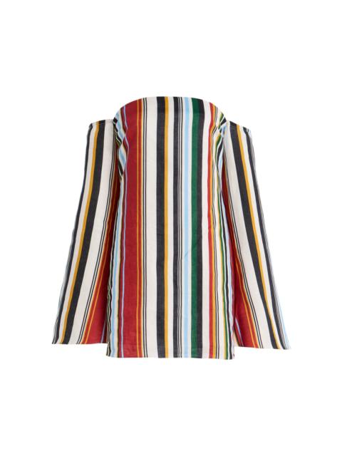 Exclusive Camille Off-The-Shoulder Striped Linen Mini Dress multi