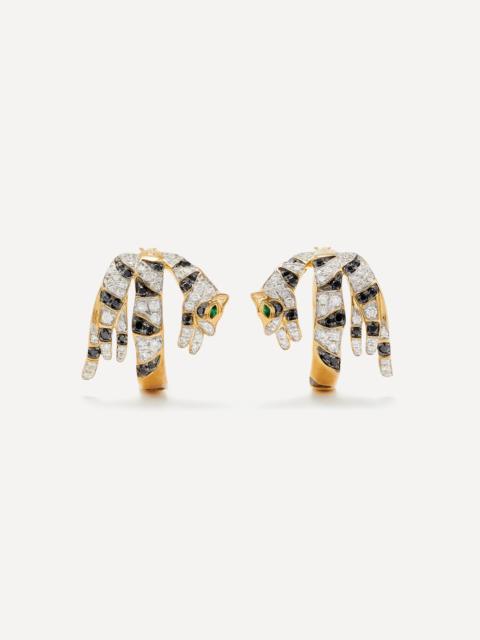 9ct Gold Leopard Diamond Creole Hoop Earrings