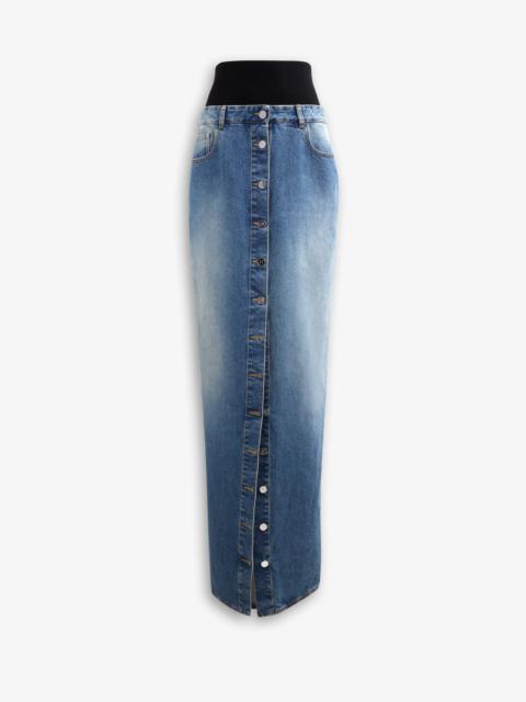 DENIM SKIRT WITH KNITTED WAISTBAND