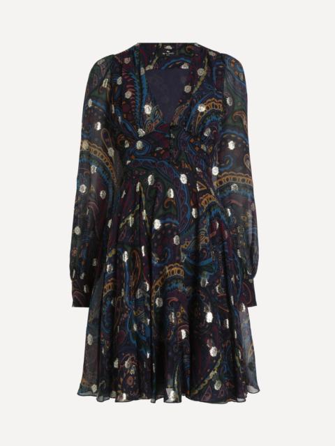 Paisley Print Silk Mini Dress