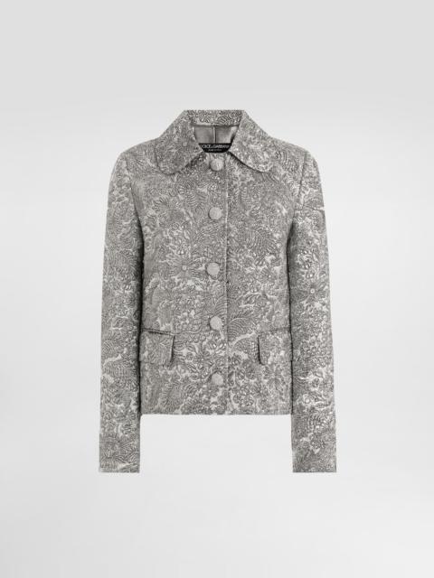 Single-breasted jacket in floral jacquard