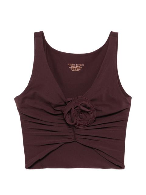 floral-appliqué bikini top