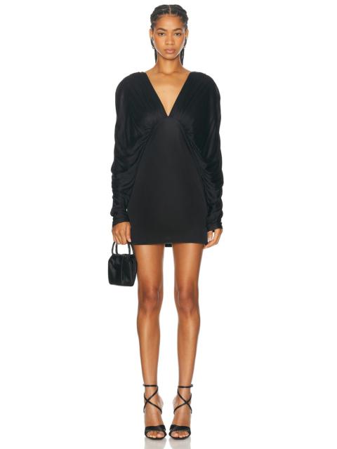 Draped V-neck Mini Dress